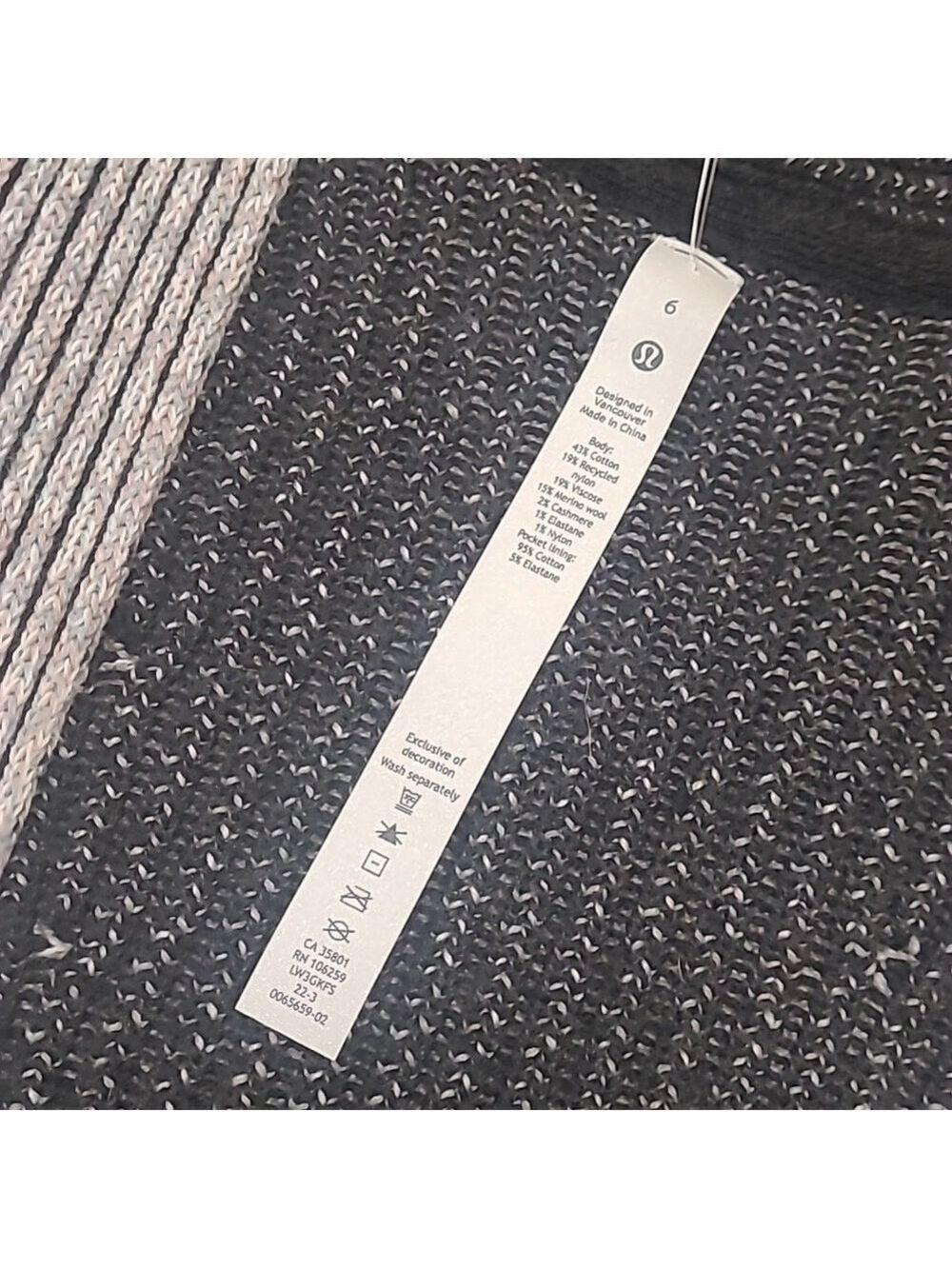 LULULEMON ATHLETICA WOMENS WRAP AROUND cashmere blend sweater SIZE 6 NWOT - Picture 4 of 8